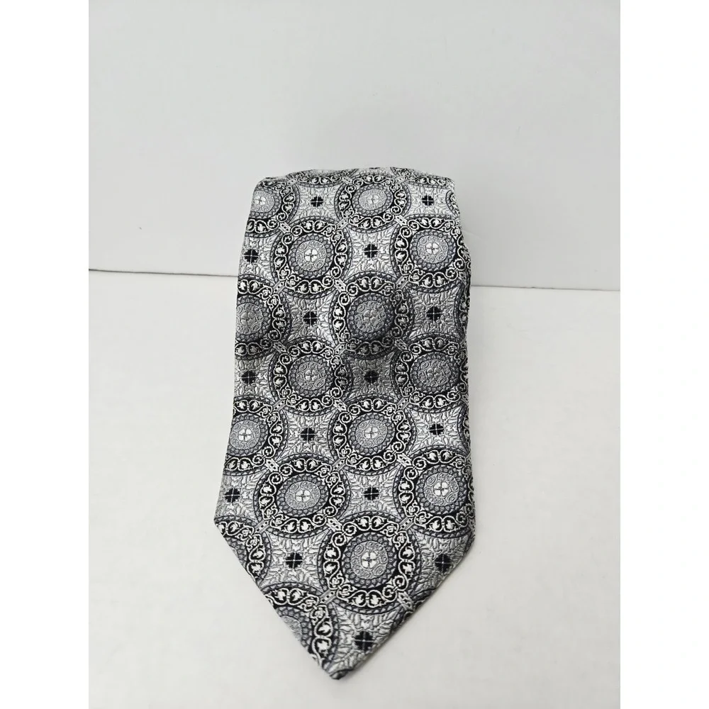 IKE Behar‎ Men's Tie New York black silver pattern %100 silk